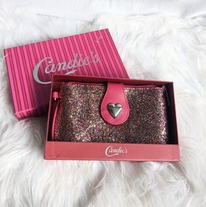 Candie's Multi Glitter Heart Close Clutch NWT